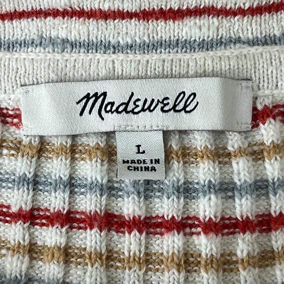 Madewell Barbrook Button Front Sweater Polo in Stripe Large - Picture 5 of 7
